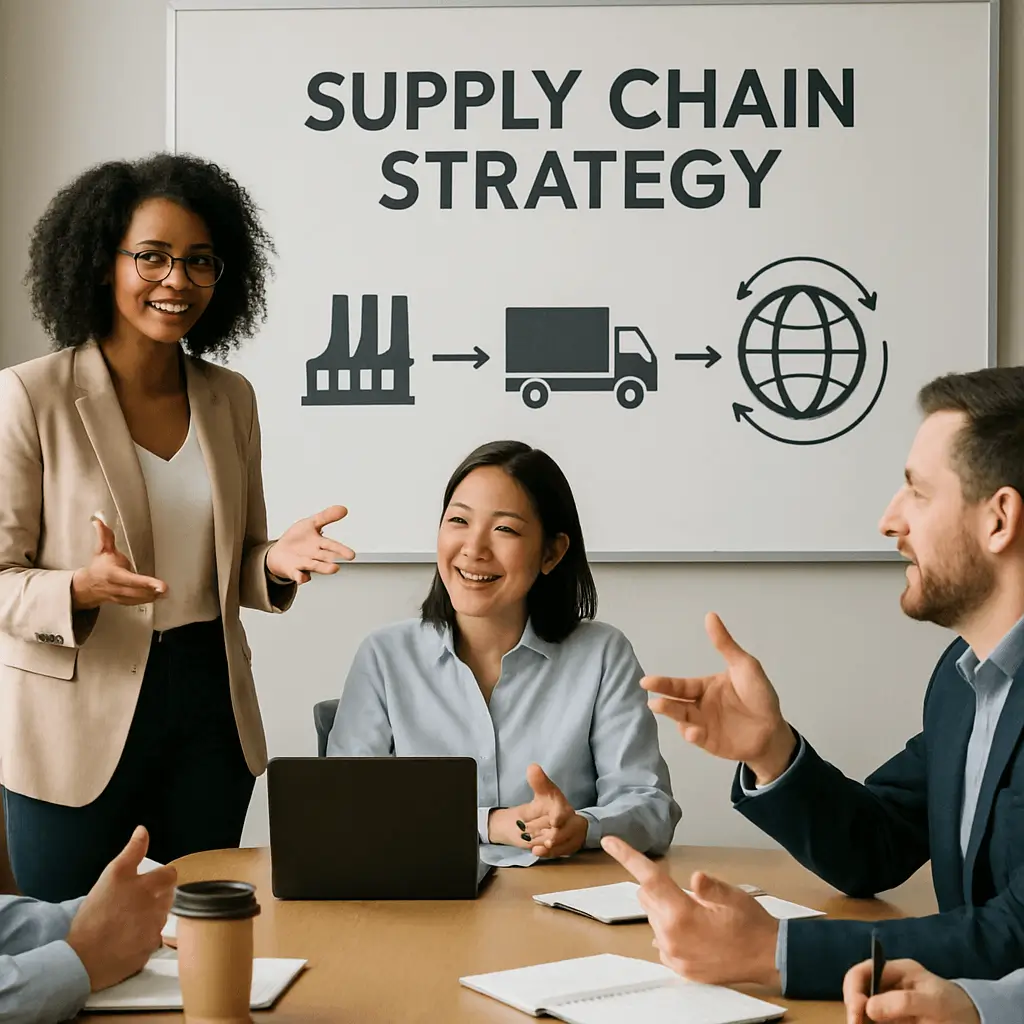 Professionals discussing supply chain strategies