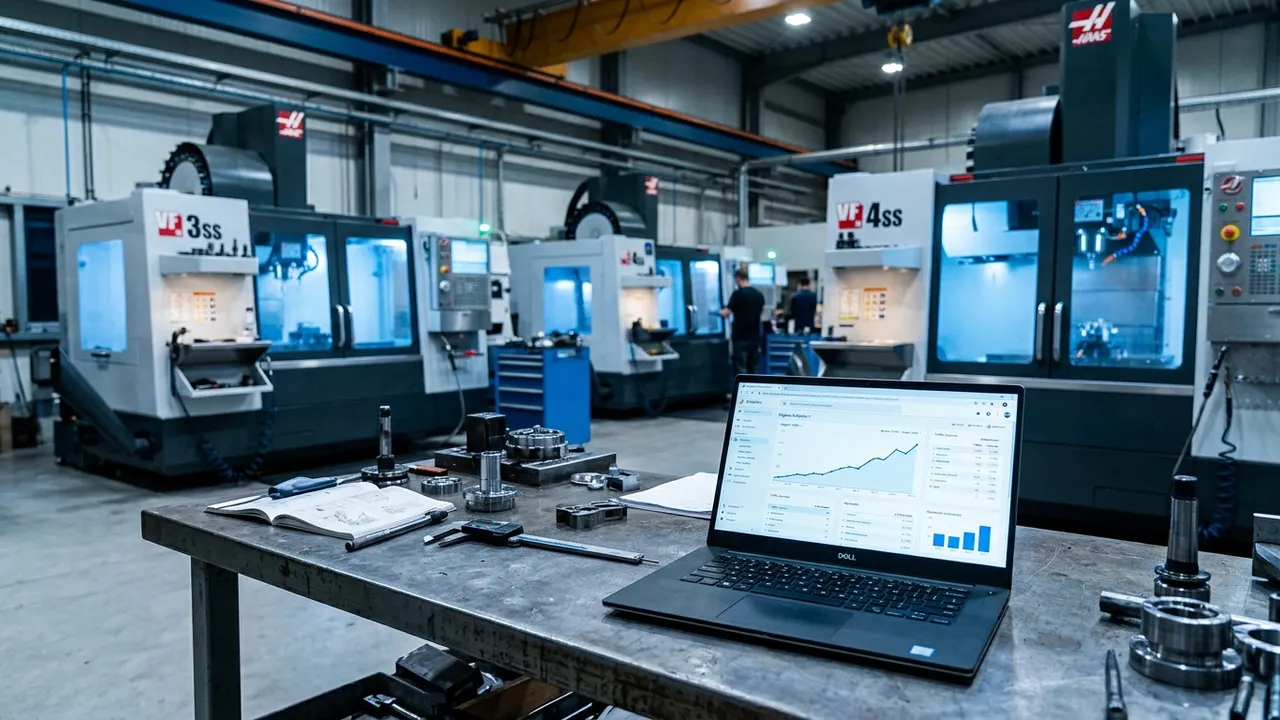 Manufacturing SEO dashboard showing organic ranking and RFQ growth